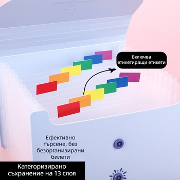 A6 PP папка за фактури с 13 отделения, акордеонен стил, водоустойчива класификация за ДДС документи, серия Smiley Face