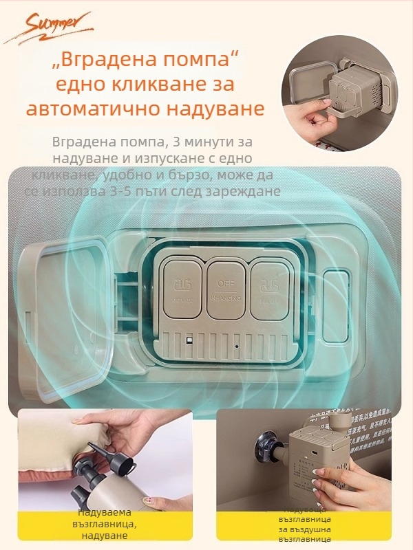 На открито къмпинг къмпинг надуваемо легло с високо усилено флокирано покритие, автоматично надуване — тегло 7,5 кг, максимално натоварване 450 кг