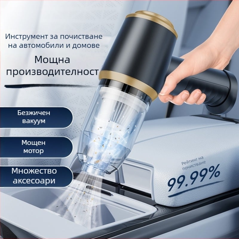 Ръчна безжична прахосмукачка, 16000 Pa всмукване, 7.4V 90W, за кола и дом, със стерилизация и осветление
