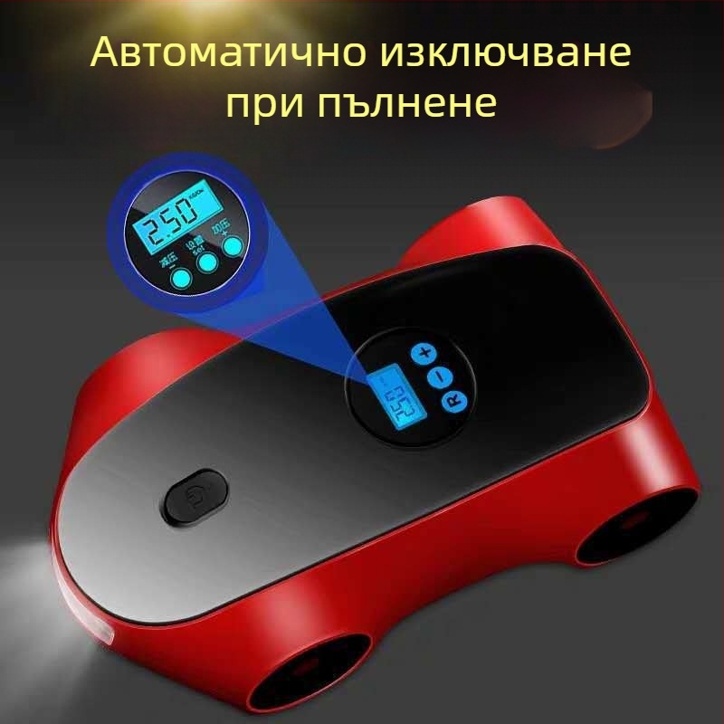 Портативна 12V автомобилна помпа за гуми с цифров дисплей, 120W, 40 L/min, 2.8 m захранващ кабел