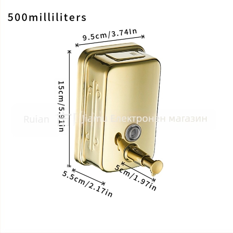 Диспенсър за сапун, стенен монтаж, 304 неръждаема стомана, ивици в дизайна, ръчно натискане, стил Лайт лукс