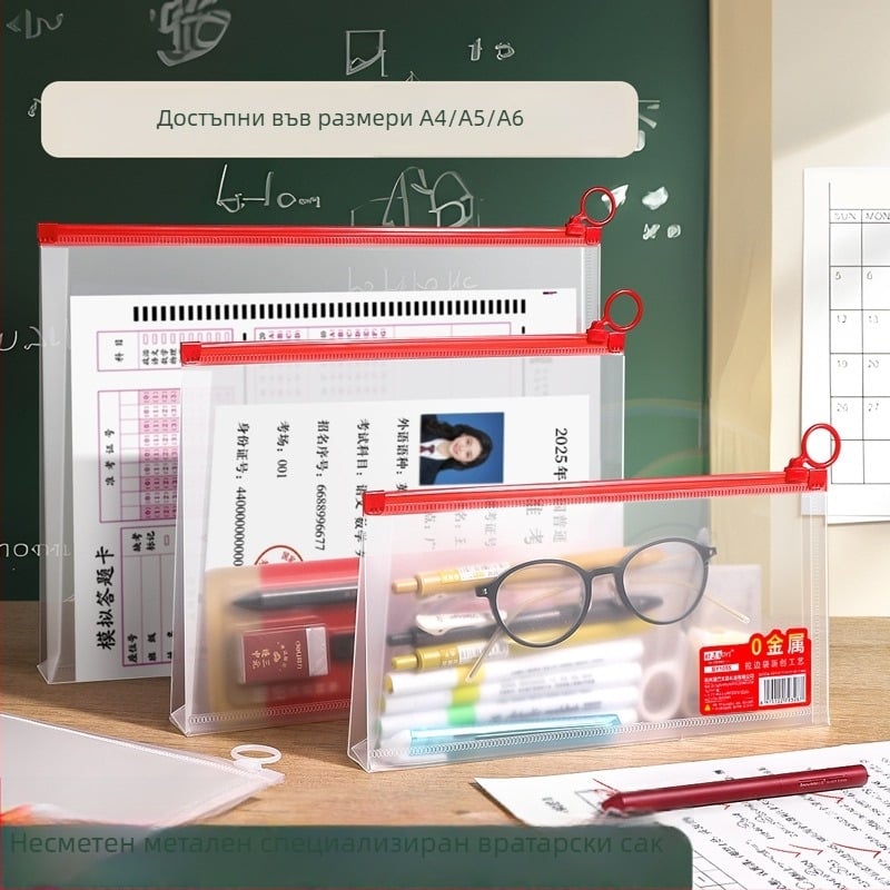 Изпитна канцеларска чанта Bai yi | PP материал, цип, форма на тухла за документи