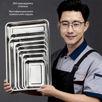 304 неръждаема стомана, правоъглена тава за пара, за комерсиална употреба, съвместима с пароварки, колички и шкафове