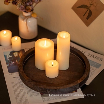 Кръгъл дървен поднос от паулония, модерен минималистичен стил, възможност за печат на лого и персонализация