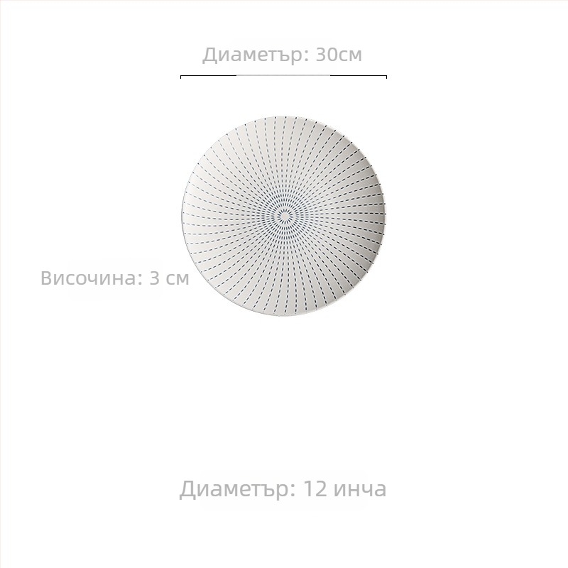 Порцеланова кръгла плитка чиния за студени ястия, китайски стил, флорални мотиви, фюжън дизайн, посуда за ресторанти/клубове