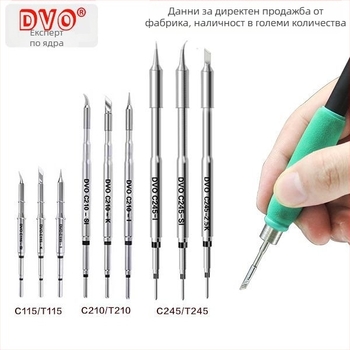 Върха за запояване C210 серия; меден, безоловен; форми на върха: pointed head / knife head / curved head; температура 0–500°C; мощност 150W; съвместим с станции GVM/JBC/OSS/T26