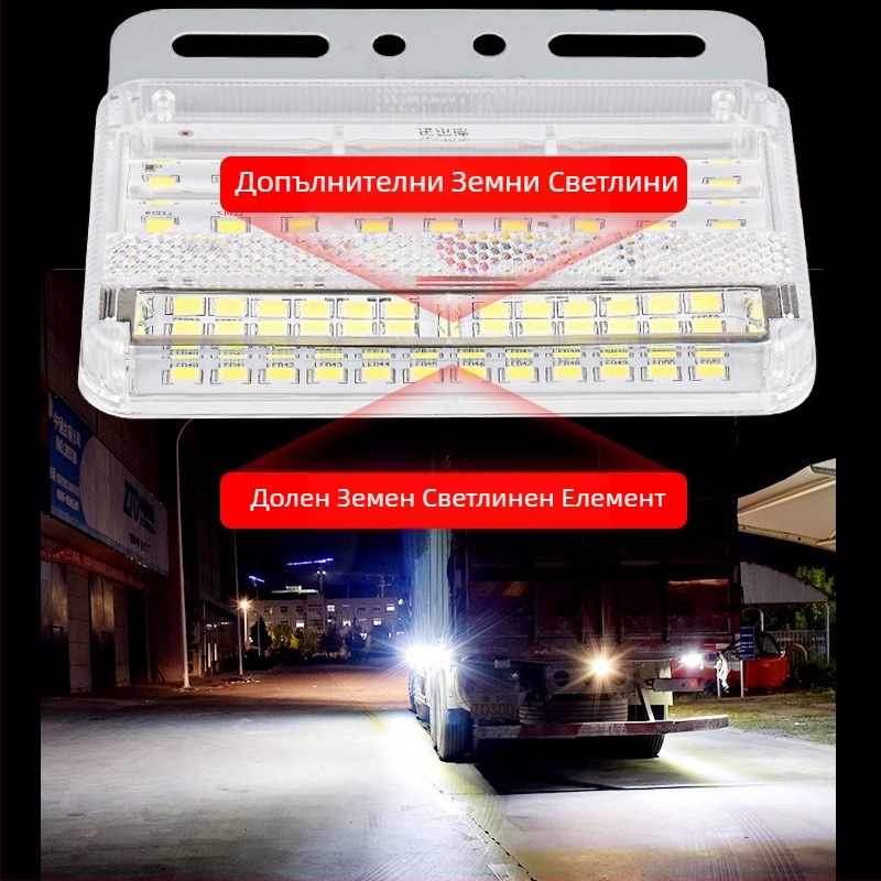 LED странични светлини за камион, двойна редица, водоустойчива, 24V, светлина за обратно виждане