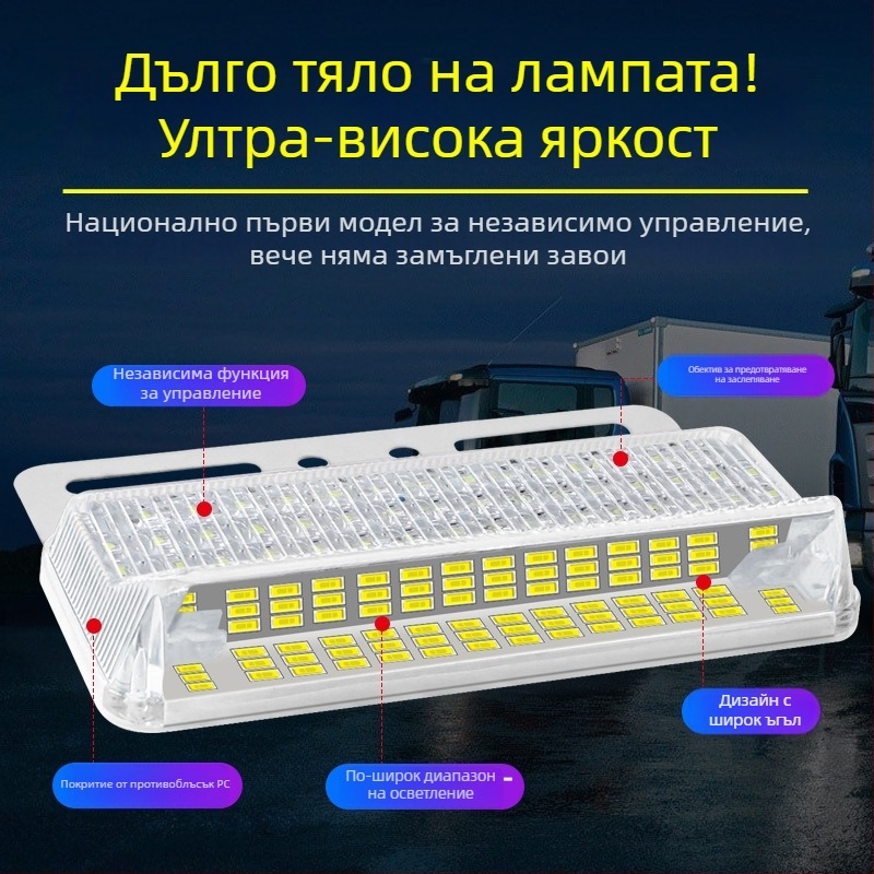 Странично осветление за товарен автомобил с антизаслепяващ ефект, удължен широкоъгълен LED, 24V, водоустойчив