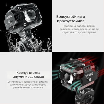 LED прожектор за автомобили и мотоциклети - квадратен двуцветен прожектор с четирилистна детелина