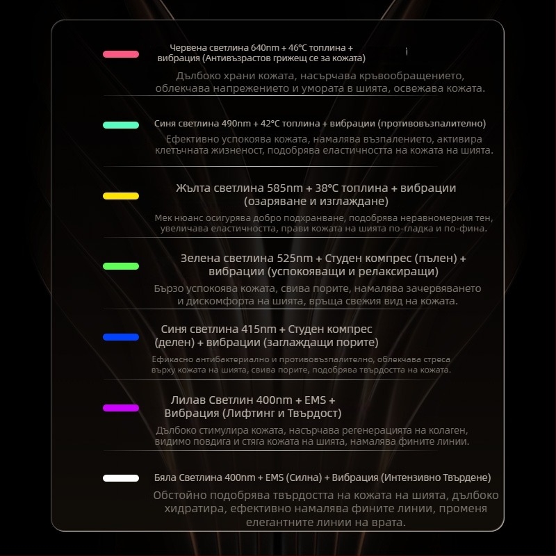 Устройство за красота на шията с вибрационен масаж, фотонова красота и лед режим; повдигане и стягане, намаляване на бръчките, подмладяване на кожата (модел DYM063)