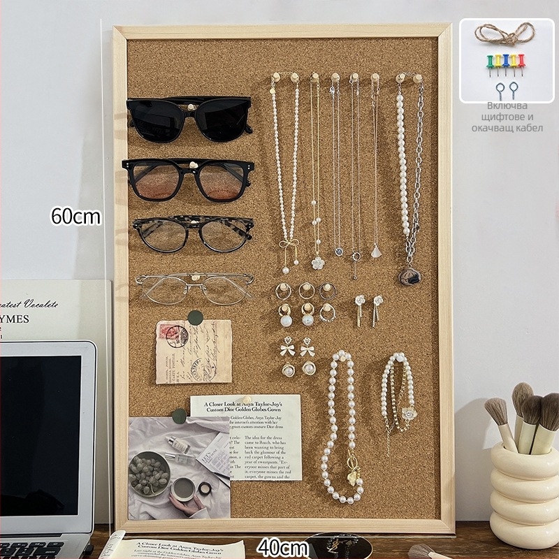 Дървена стойка за бижута, многофункционална и преносима, монтаж с винтове, 1 ниво за настолно съхранение