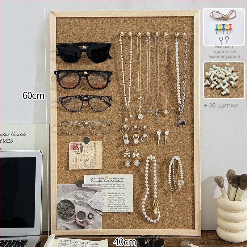 Дървена стойка за бижута, многофункционална и преносима, монтаж с винтове, 1 ниво за настолно съхранение