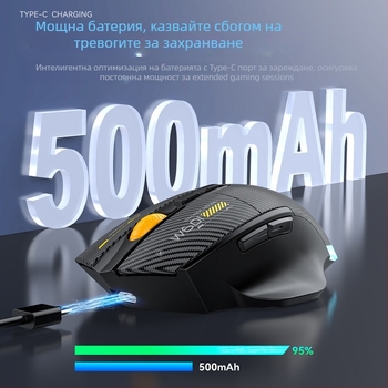 Гейминг мишка W601 – 12800 DPI, USB интерфейс, 2.4G безжично, 7 бутона, Макро поддръжка