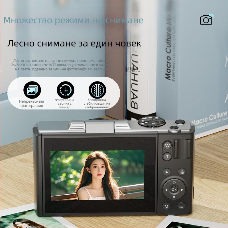 Камера M25 CCDS безогледална с перископ обектив, 16x оптично увеличение, 1080p видеозапис, 2.8-инчов сензорен екран, ръчно управление