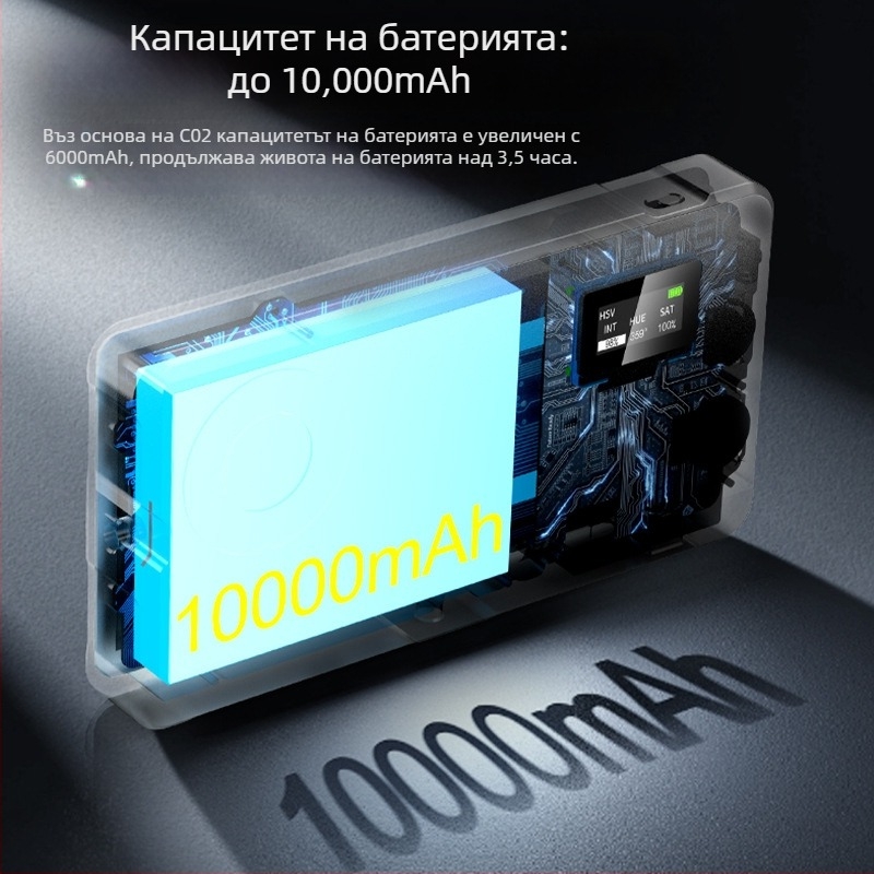 RGB светлина за камера с монтиране на гореща обувка 1/4-инч стандарт, двойни винтове, регулируема температура на цвета 2500-9900K, 5V, по-малко от 10W, настолно използване