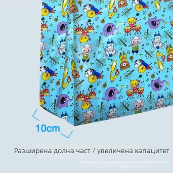 Пластмасова чанта за магазин за детски дрехи, сладък карикатурен дизайн и персонализирано лого в луксозен стил — двуслойна конструкция; за опаковка подаръци; дневно производство 100000; толеранс 0.001