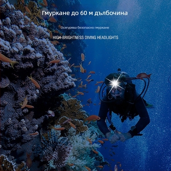 Многофункционален подводен челник с LED 10W, батерии 18650/21700, водоустойчив, обхват 100–200 м, ръчно захранване