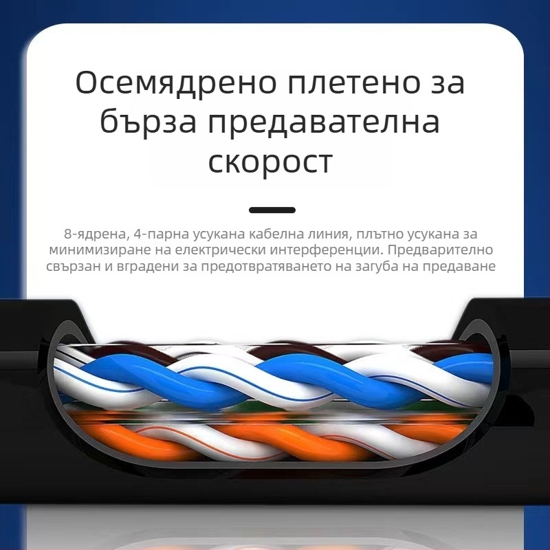 CAT6 Ethernet кабел за мрежа, RJ-45, 1 Gbps, Copper Clad Aluminum (CCA), Twisted Pair