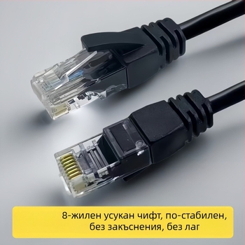 CAT6 Ethernet кабел за мрежа, RJ-45 конектор, гигабитна скорост, усукана двойка, медно покрит алуминий, за маршрутизатор