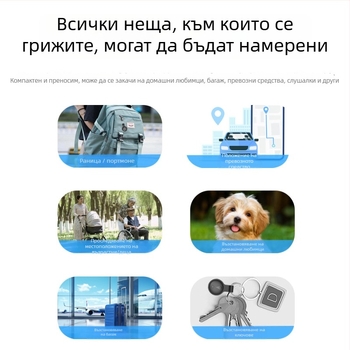 GPS тракер за домашни любимци, чанти и превозни средства — глобално проследяване, навигация по карта, мулти-потребителско свързване, звуково възпроизвеждане, ключодържател