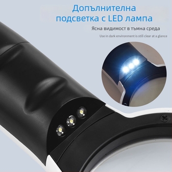 Лупа с 40x увеличение, оптично стъкло, ръчна, LED осветление, за прецизен ремонт и експертиза