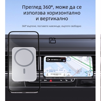Автомобилен държач за телефон с магнитно безжично зареждане MagSafe за iPhone – PD бързо зареждане до 15W (монтиране в автомобил)