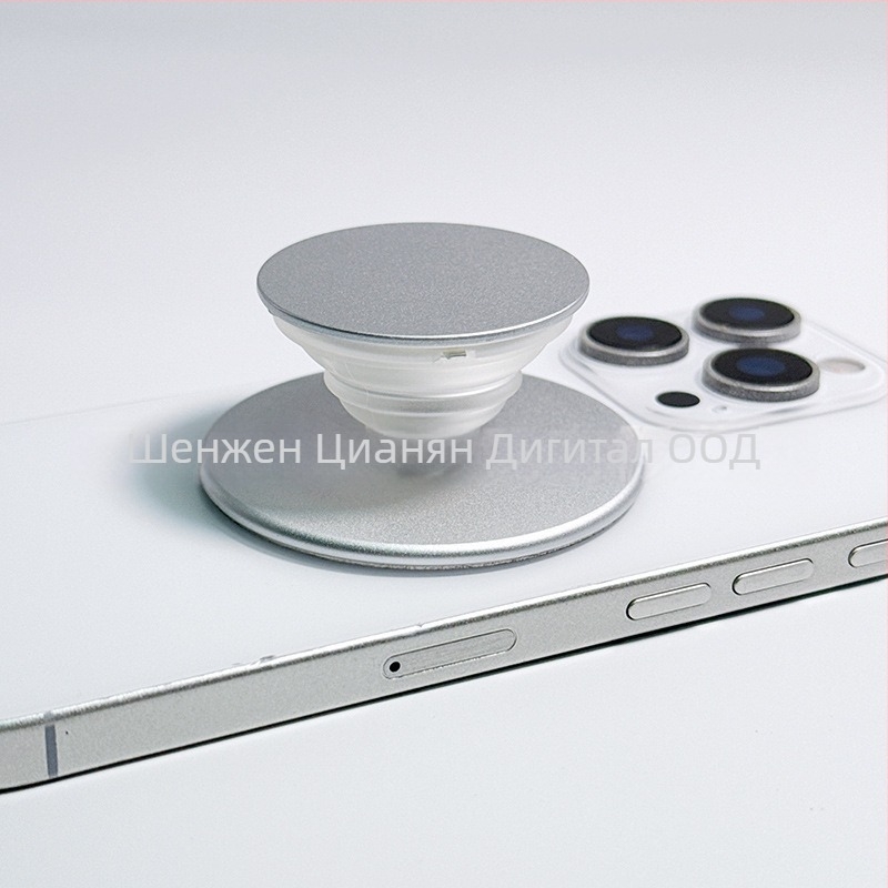 Snap-On магнитен държач за телефон – ултра тънък, ABS + TPU, силен магнит, метален корпус; за настолно използване и селфи