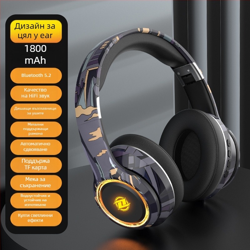 Bluetooth слушалки за глава CH888 – Bluetooth 5.2, слот за карта, сгъваем дизайн, вграден микрофон, 3,5 mm AUX