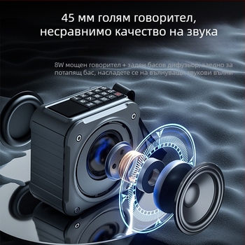 Malida A59 Bluetooth колонка - вградена батерия 2000-4000mAh, 8W мощност, честотен диапазон 100Hz-20kHz, Bluetooth 5.0, обхват 10 м