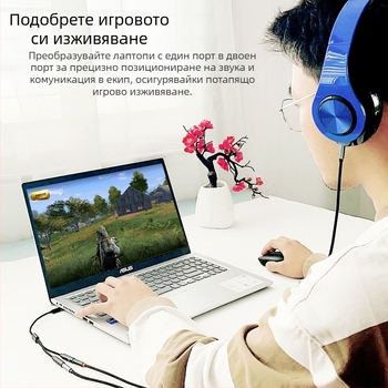 Rxix luoxi адаптер кабел за слушалки и микрофон, 1 към 2 разделител за аудио изход