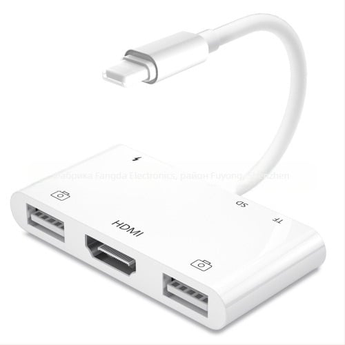 FD-W08 USB 2.0 мултифункционален адаптер за камера и четец за SD/CF/TF карти, ABS