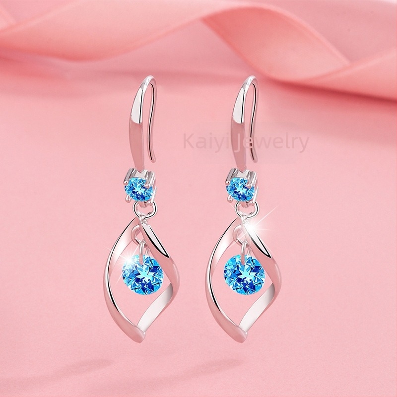 Обеци с въртящ се ушен щифт, медна основа, капковидна форма, позлатени изкуствени камъни, електроплатинг