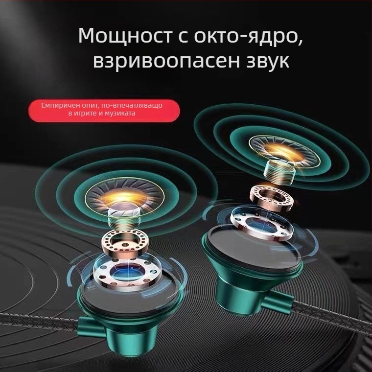 Вътреканални кабелни слушалки с вграден микрофон и тежък бас, 14,2 мм драйвери, метален корпус, 3,5 мм жак