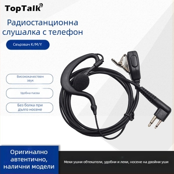 Walkie-Talkie headset с ушна закачалка, 3,5 мм жак, жична с микрофон, кабел 110 см, 16 мм драйвери