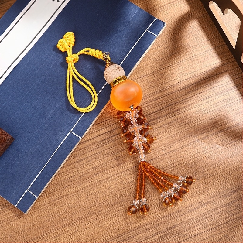 Висулка за ароматерапия за автомобил, смолна кристална тиква с бутилка за етерично масло, традиционен китайски стил, марка Vast