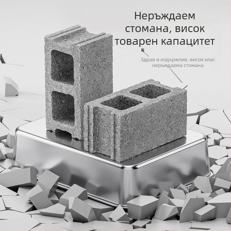 Котешка тоалетна кутия от неръждаема стомана с подсилена висока ограда, полузатворен дизайн, метал+пластмаса