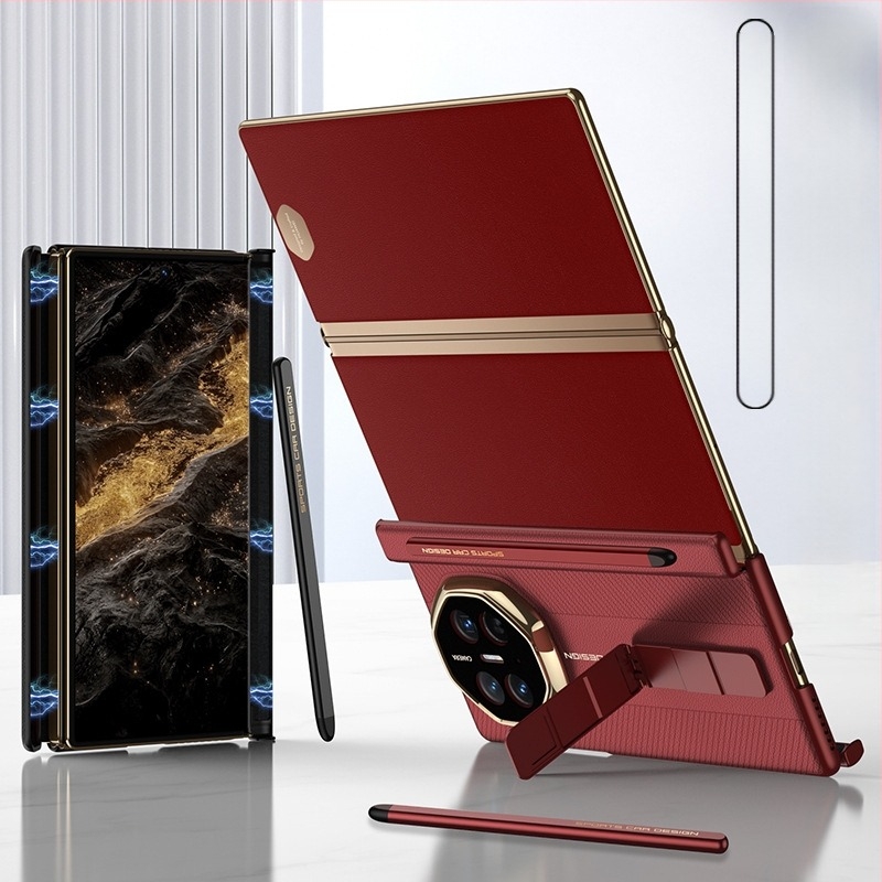Gk Huawei Mate Xts калъф с подвижна магнитна стойка и двойно шарниране, имитираща кожа, антипадане