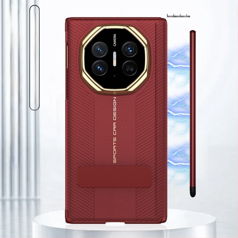 Gk Huawei Mate Xts калъф с подвижна магнитна стойка и двойно шарниране, имитираща кожа, антипадане