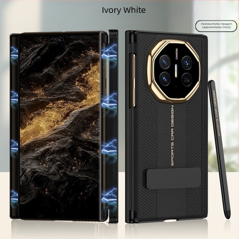 Gk Huawei Mate Xts калъф с подвижна магнитна стойка и двойно шарниране, имитираща кожа, антипадане