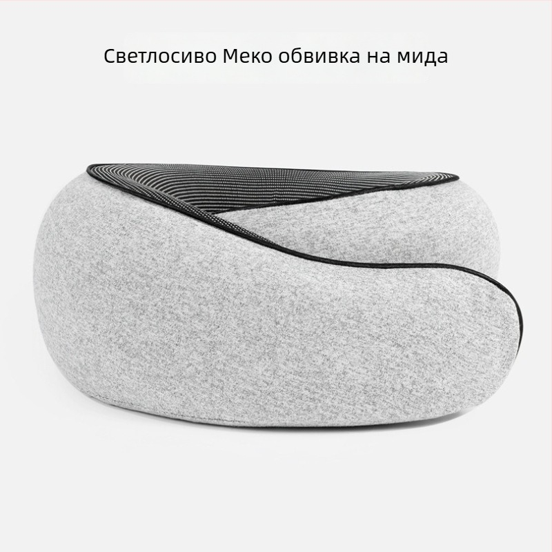 U-образна възглавничка за шията, паметна пяна, преносима за пътуване със самолет, покритие от кадифено мляко и магнитна тъкан, модерен стил