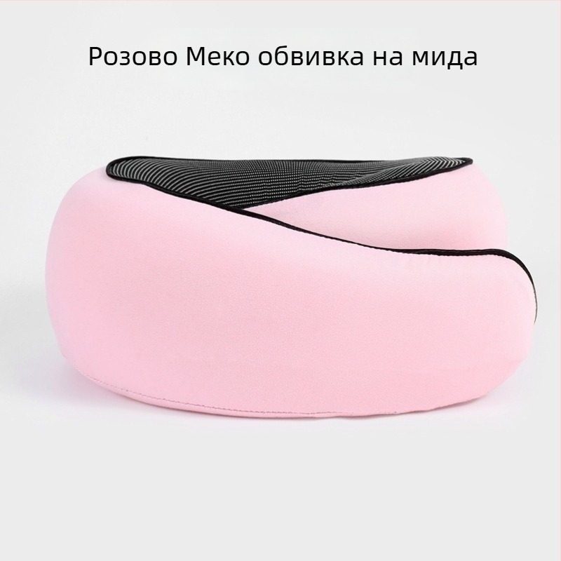 U-образна възглавничка за шията, паметна пяна, преносима за пътуване със самолет, покритие от кадифено мляко и магнитна тъкан, модерен стил