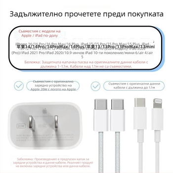 Защитен калъф за Apple заряден кабел за iPhone 16 и iPad с 20W бързо зареждане, навиване за предотвратяване на счупване