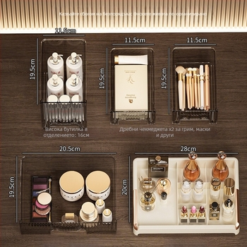 Десктоп шкаф за козметика с чекмеджета, многослоен организатор за устни и грижа за кожата; Материал: PP; Лого отпечатано; Персонализация: налична; Пуск на пазара: 2025; Произход: Jieyang