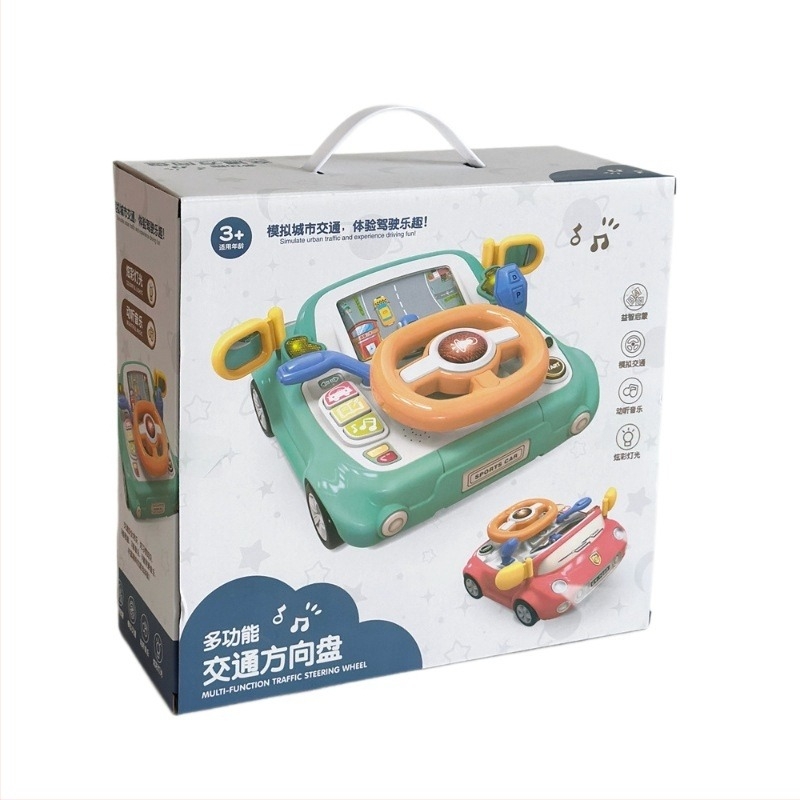 Волан за симулирано автомобилно шофиране за деца с музикална функция, пластмасов, с батерийно захранване, за възраст 4–6 години.