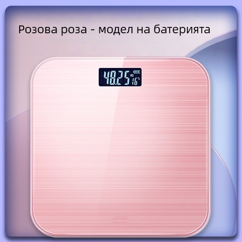 Умна домашна везна с дисплей за температура и измерване на телесни мазнини и вода — обхват 0,2–180 кг, LCD дисплей, прецизен сензор, закалено стъкло
