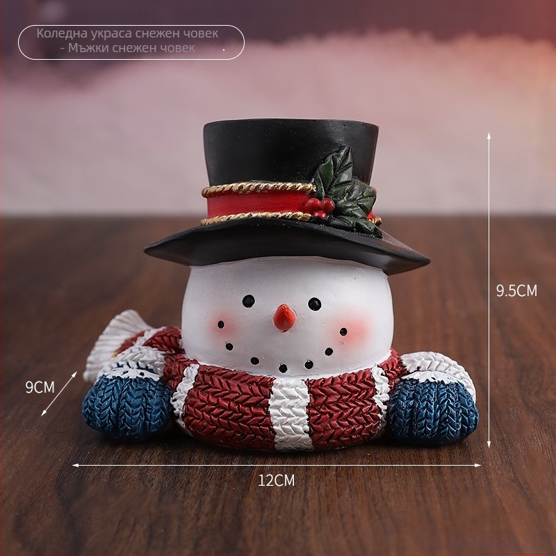 Снежен човек от синтетична смола – Карикатурен герой, Коледна витрина, Микро пейзаж