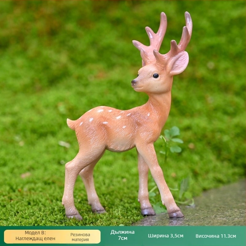 Фигура на елен от смола за настолен декор, пасторален стил, категория: Животни, опаковка: картон