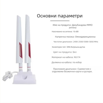 Двуканална настолна антена 2.4G/5.8G, всенасочена, за WiFi 6 рутер, с високо усилване