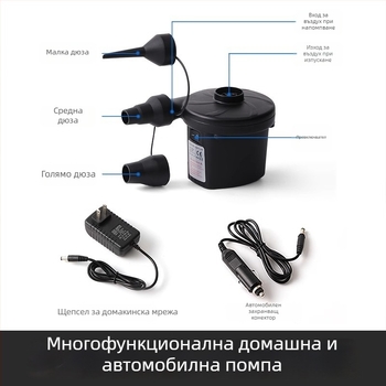 Преносима въздушна помпа за надуваеми изделия с автомобилно захранване, 12V, 120W, поток над 70 л/мин, работа над 20 мин