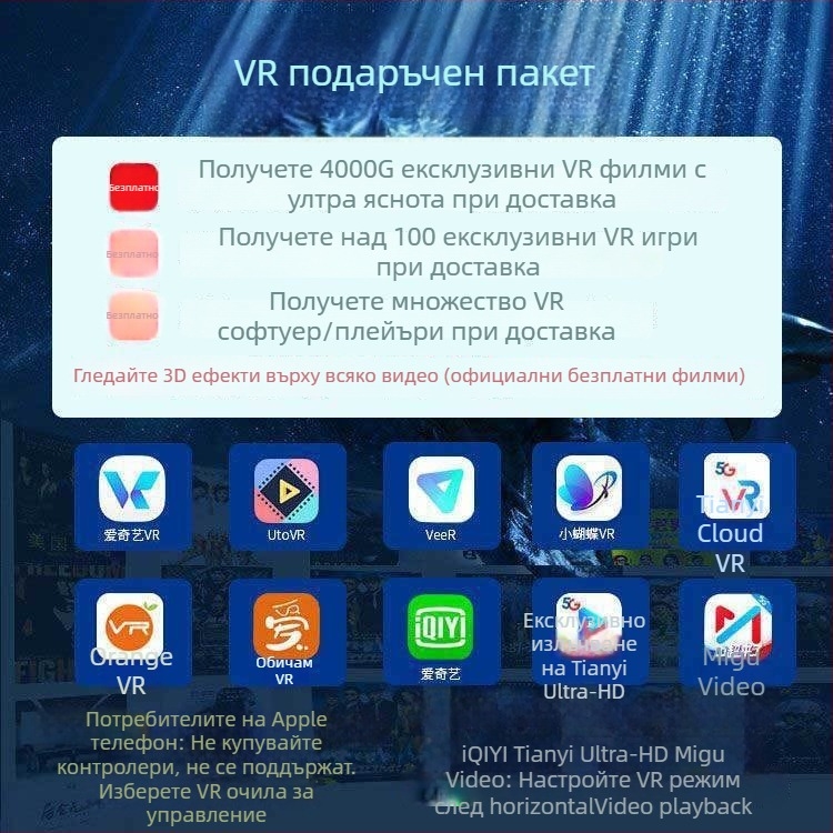 VR очила, 3D стерео кино, виртуална реалност, панорамна иммерсия, за смартфон